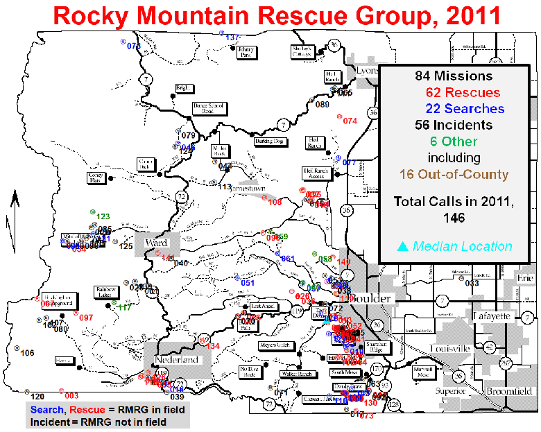 2011 RMRG Boulder county map with call locations marked