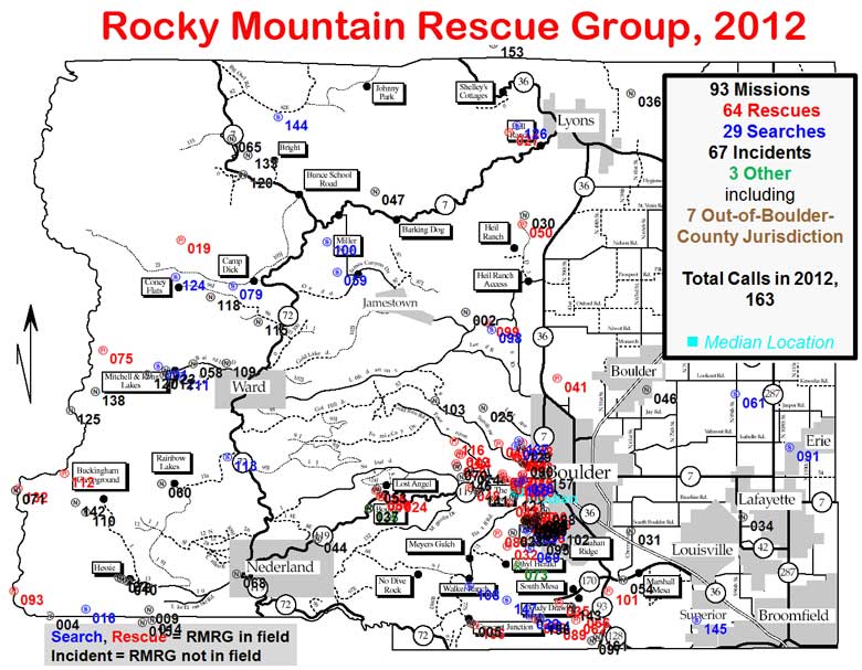2012 RMRG Boulder county map with call locations marked