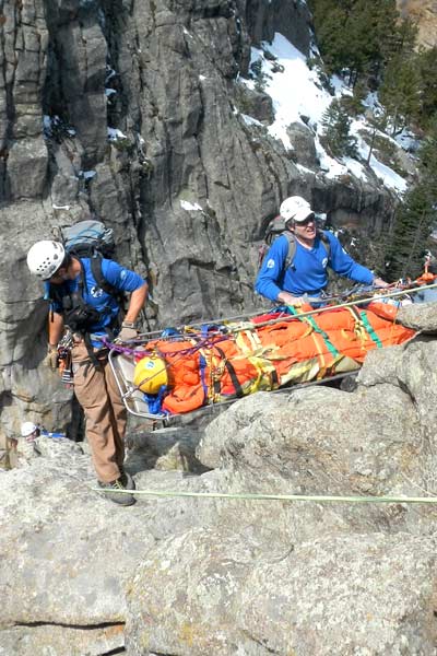 Pinned injured climber
